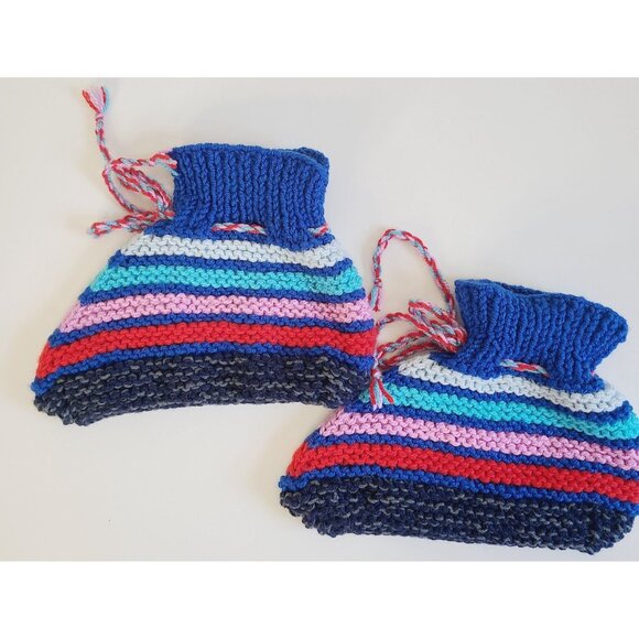 Knitted Multicolor Women's Booties Hand Made Multi Color Reading Socks - Picture 2 of 10